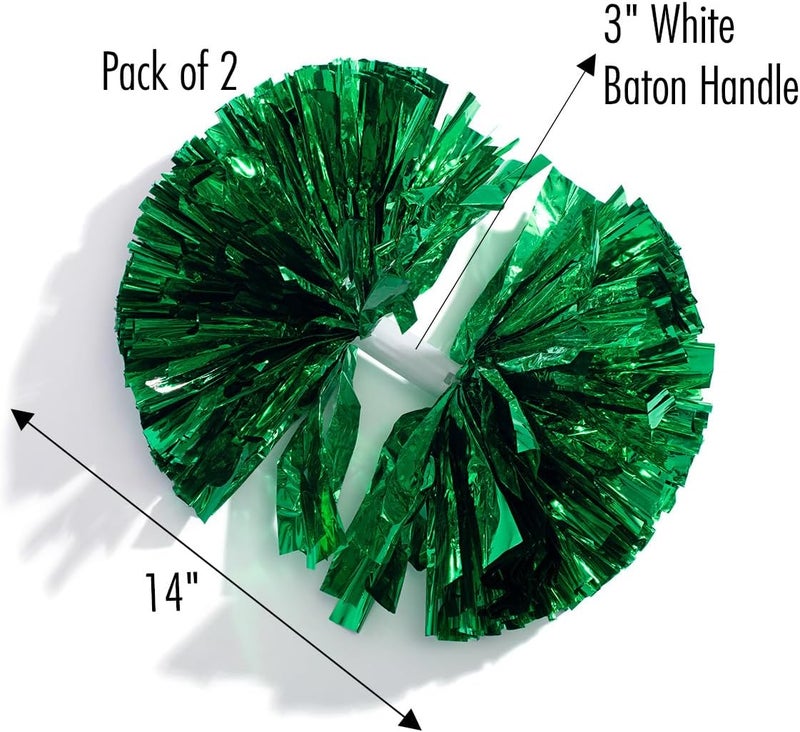 Anderson's Metallic Green Foil Baton School Spirit Shakers, Cheerleader Pom Poms, Football, Basketball, Homecoming Squad, Team, Party, Dance, Club, Performance, Fan Celebration Pack of 2 - Image 3
